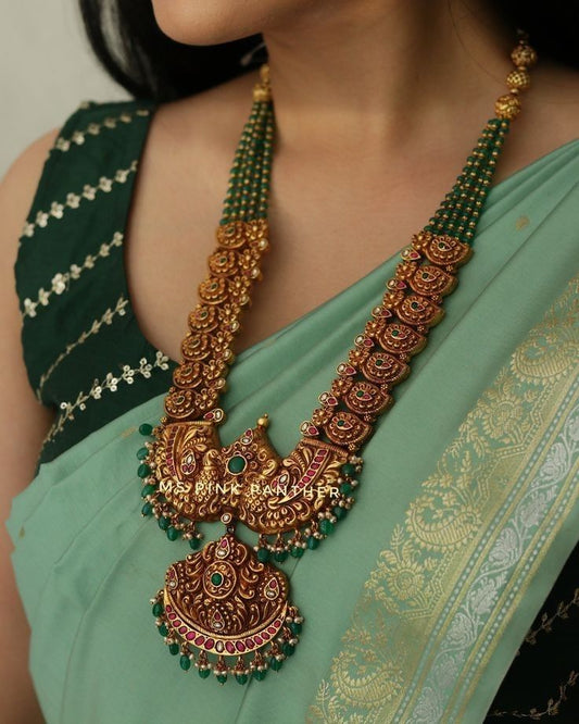 Sharvani Sutra Long Mala Set With Antique Look