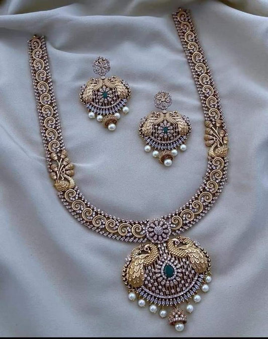 Designer Gold and Work Kempu Necklace Set